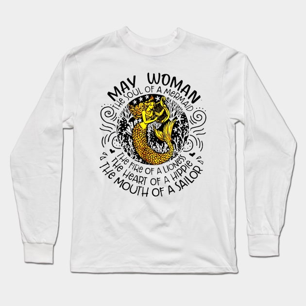 May Girl The Soul Of A Mermaid Long Sleeve T-Shirt by elnidodesignart